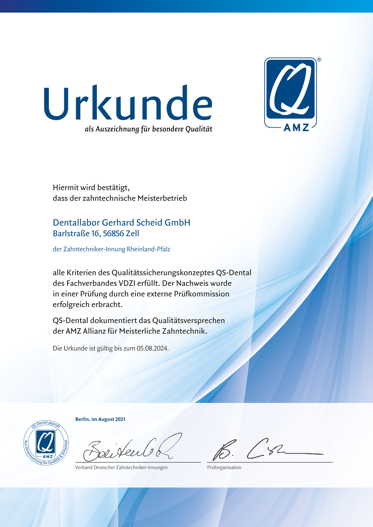 QS Urkunde